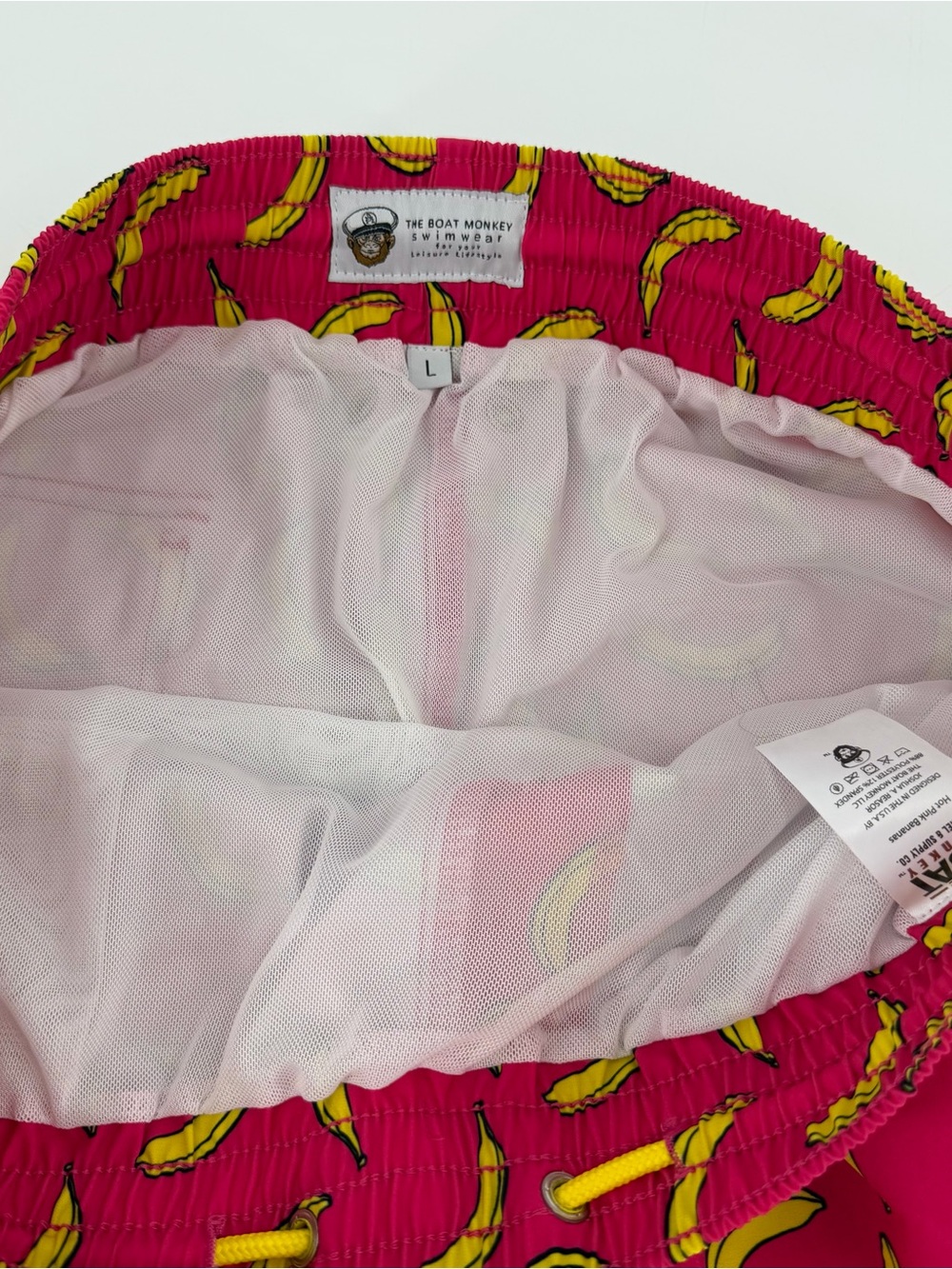The Boat Monkey Men's Swim Trunks L Pink Bananas - Picture 4 of 8
